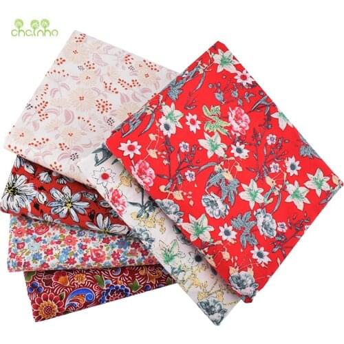 Chainho,Floral Series Printed Plain Cotton Fabric,DIY Quilting&Sewing Poplin Material For Baby&Children Dress,Shirt,Skirt,PCC096