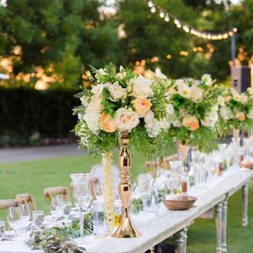 Sale by bulk gold plated wedding flower stand table top chandelier centerpieces for wedding decorations 58cm 40cm