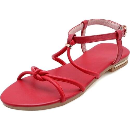 Summer Flat Women Sandals Flip Flops Women Beach Shoes Gladiator Casual Flat Sandal Woman white Red Plus Size 41 42 43