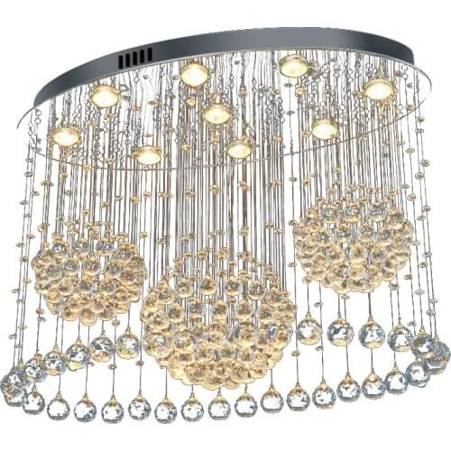 Modern Minimalist Oval Bedroom Lighting Living Room Crystal Ceiling Light Creative Dining Room LED Crystal Hang Lamps Lighting