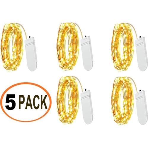 Led Fairy Lights, 5Pack 3m 30 LEDs Battery Operated Copper Wire String Lights for Holiday Wedding Party Decorations