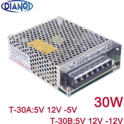 Triple output power supply 30w 5V 3a, 12V 1a, -5V power suply T-30 ac dc converter -12V -5V T-30B T-30A