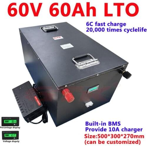 Waterproof 60V LTO 60Ah Lithium Titanate Battery Pack 2.4v pouch power cells for 4800w AVG EV mail truck motorcycle+10A Charger
