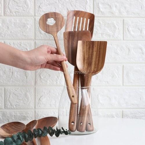 High Quality Practical Teak Shovel Wooden Spatula Spoon Salad Stirring Spoon Shovel Cooking Utensils and Appliances Set