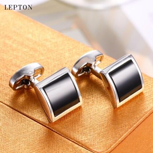 High Quality Black & Green Glass Cufflinks for Mens Lepton Brand Glass Cuff links Men Shirt Cuffs CuffLink Relojes gemelos