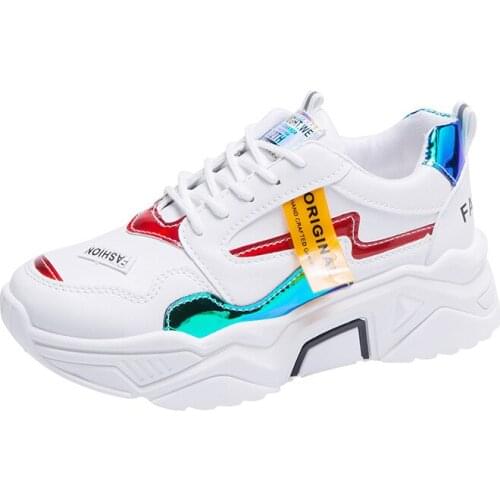 Chunky Sneakers for Women 2021 Autumn Fashion Reflective Sequins Mixed Color Casual Female Platform Sport Shoes Zapatillas Mujer