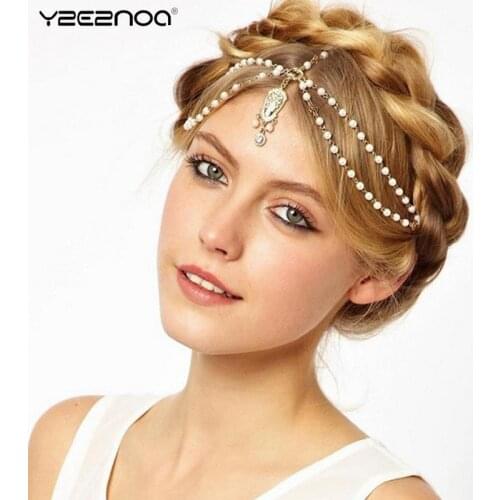 1 Pcs Boho Draping Crystal Bride Hair Accesories Elegant Head Chain Hair Jewelry Wedding Hairstyles Headpiece