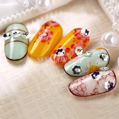 1pcs mini hollow flower silver nail art sequin nail art acrylic glitter powder sequins nail art Japanese Korean decorations