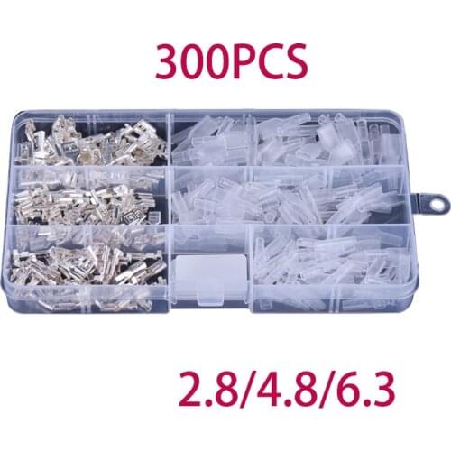 300PCS 2.8/4.8/6.3 Female Spade Cable Wire Terminals Square Insert Wire Connectors