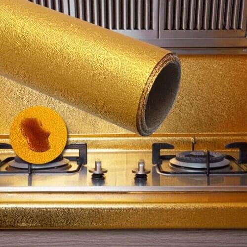 40x100CM Kitchen Wall Stove Aluminum Foil Oil-proof Anti-fouling High-temperature Self-adhesive Croppable Wallpaper Wall Sticker