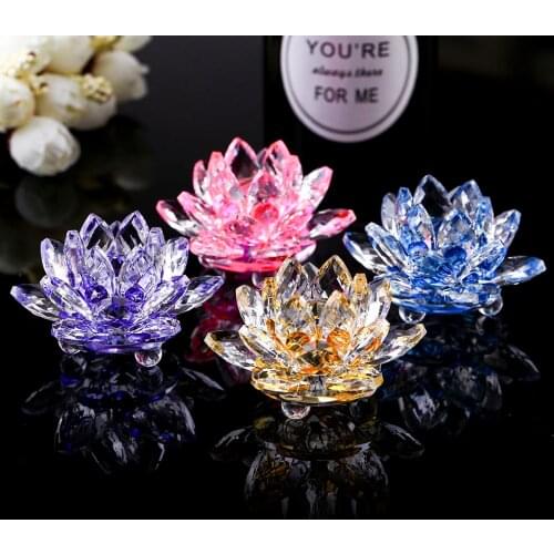 60mm Quartz Crystal Lotus Flower Crafts Glass Paperweight Fengshui Ornaments Figurines Home Wedding Party Decor Gifts Souvenir