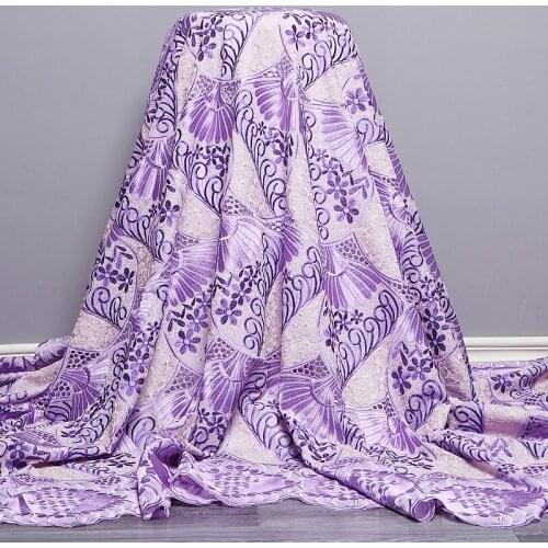 African Cotton Lace Fabric 2021 High Quality Purple Swiss Voile Cotton Fabrics Sewing Embroidery Wedding Dresses For Women A2556