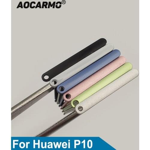 Aocarmo Black/White/Blue/Rose Gold/Grenn/Silver SD MicroSD Holder Nano Sim Card Tray Slot For Huawei P10 VTR-AL00