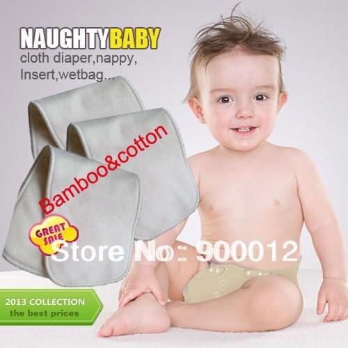 Free Shipping NaughtyBaby Bamboo&cotton 100pcs 4 Layers All Bamboo Organic Cotton Baby Pads High Quality Organic insert