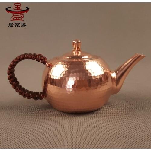Pure handmade red copper teapot brewing Kungfu tea pot firing water kettle small teaware