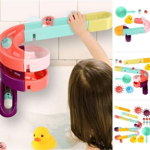 Bath Toys Baby Bathroom Duck DIY Track Bathtub Kids Play Water Games Tool Bathing Shower Wall Suction Set Bath Toy for Children