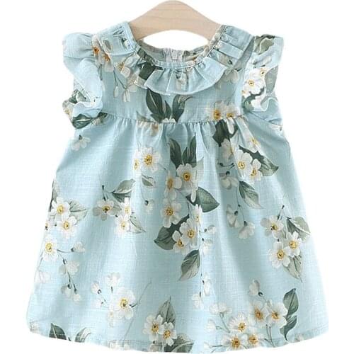 Baby Girl Dresses New Summer Toddler Sleeveless Flower Print Sundress Children Fashion Petal Sleeve Clothes Kids Princess Dress