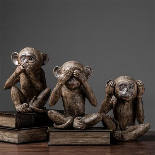 European Resin Does Not See Do Not Say Art Monkey Ornaments Home Living Room Crafts Office Creative Decoration