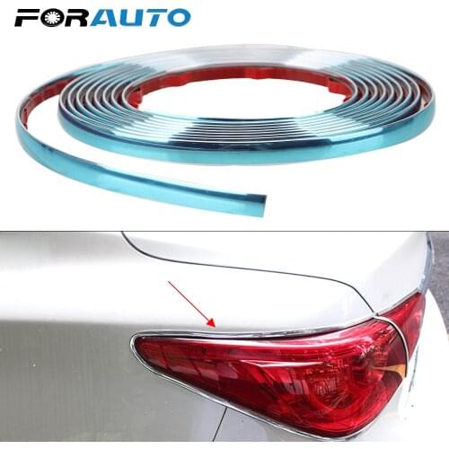 FORAUTO Car Side Door Chrome Strip Moulding Decoration Car Rearview Mirror Bumper Protector Tape Anti-rubbing Self Adhesive