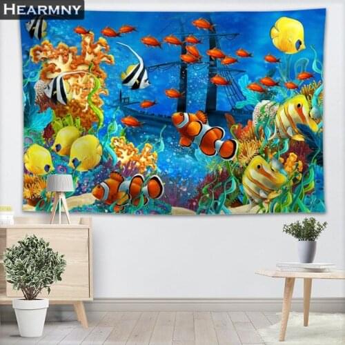HEARMNY Tapestry Fish Tapestries Wall Hanging Show Piece For Home Decor Wall Carpet Beach Throw Rug Blanket Yoga Mat