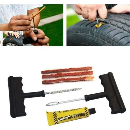 Car Tire Repair Tools Tubeless Tyre Puncture Repair Plug Kit Needle Patch Fix Tool Cement Useful Sets