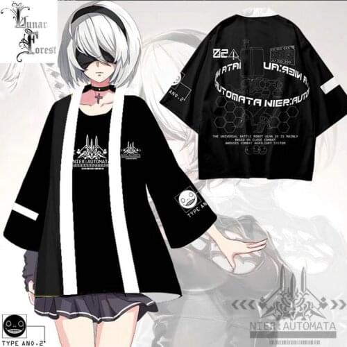 NieR:Automata Kimono YoRHa No. 2 Type B Cosplay Kimonos Men Women Samurai Costume Harajuku Cartoon Cosplay Cardigan Kimonos Tops