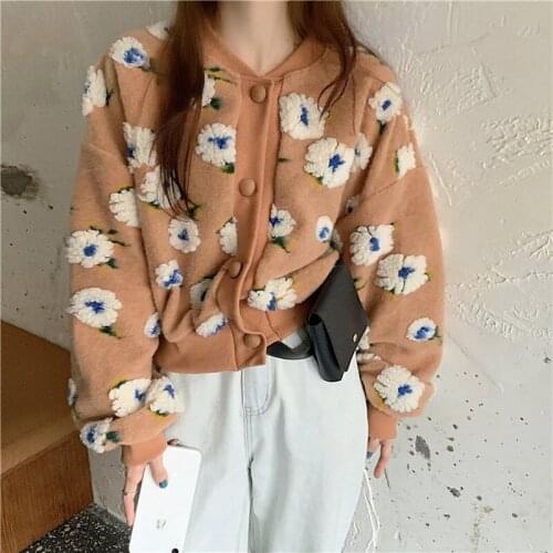 Vintage Flower Embroidery Short Women Jackets Korean O Neck Long Sleeve Elegant Coats Autumn Winter Thick Streetwear Coat