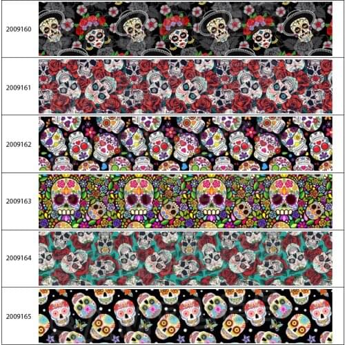 New Halloween Pattern Printed 5 Yards 25mm/38mm/50mm/75mm Grosgrain/Satin Ribbon For Bow Cap DIY Accessories 200915
