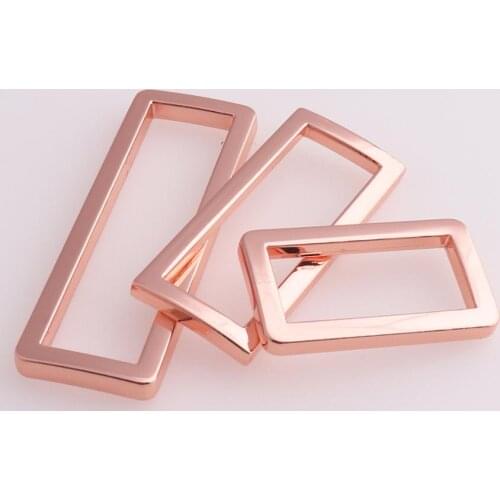 Metal Flat Rectangle Rings for Webbing Strap 25mm/38mm/50mm Rose Gold Rectangular Buckles Leathercraft Hardware