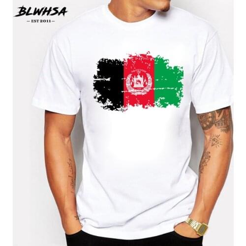 BLWHSA Afghanistan Flag T shirts Men Summer Short Sleeve Cotton Nostalgia T-shirts For Men Fans Cheer Tops Tees