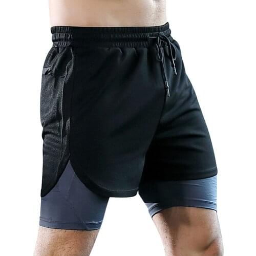 2020 Men 2 In 1 Fitness Running Shorts Quick Dry Training Bodybuilding Shorts Workout Jogging Fitness Breathable Gym Shorts