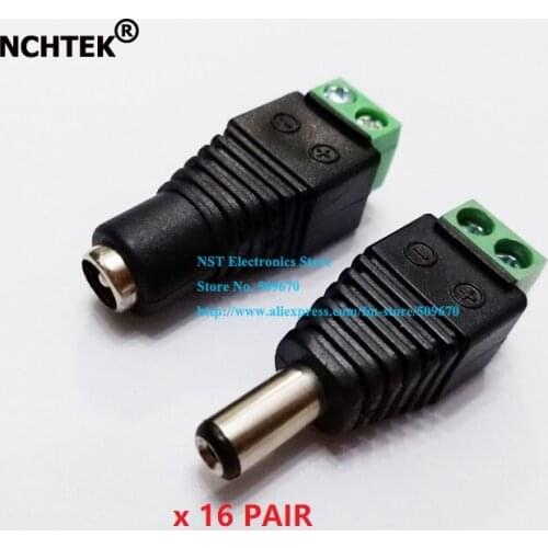NCHTEK DC 5.5x2.1mm Male&Female Power Jack Adapter Connector Plug/Free shipping/16Pairs(32pcs)