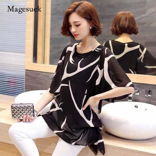 2020 New Summer Short Sleeve Loose Woemns Tops Womens Clothing Fashion Plus Size 5XL Chiffon Women Blouse Shirt Blusas 60A