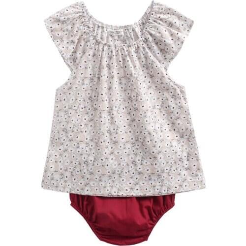 2020 new baby girl Pink Floral Tops Clothing Newborn Kids Baby Girls Outfits Clothes Tunic + Bloomer Shorts Set 0-3 T