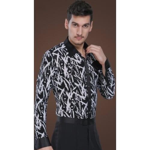 New Arrival Square Dance Shirt Male Ballroom Dancing Jacket Ballroom Dance Long Sleeve Adult Modern Dance Latin Suit B-5991