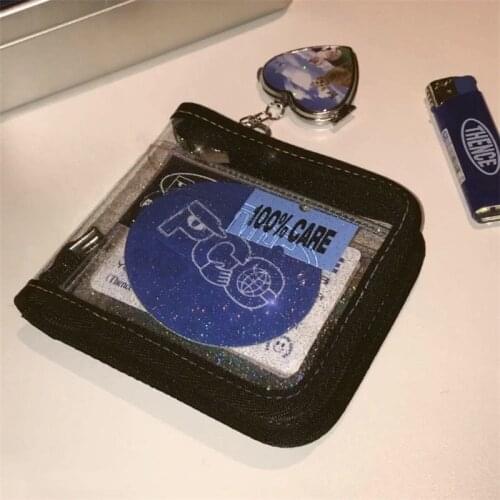 Passport Cover ID Card Holder Womens wallet Credential Case For Student Card Idol Photo Holder Transparent Shine Colorful Girl