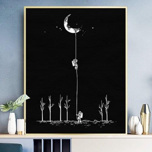 Cartoon Space Astronaut Painting by numbers 50x40cm Universe Planet Exploration Poster Home Decor Painting Wall Art Pictures