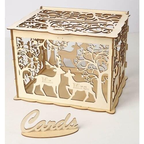 Wooden wedding gift box wooden card money box wedding decoration supplies for birthday party