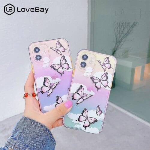 Clear Moon Cloud Butterfly Shockproof Phone Case For iPhone 11 12 Pro Max X XR XS Mini 7 8 Plus SE 2020 Camera Protective Bumper