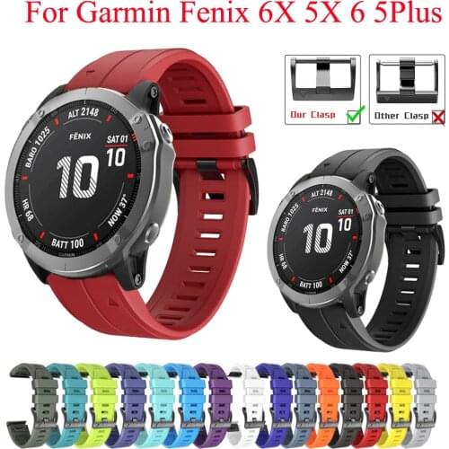 26 22MM fashion style Strap For Garmin Fenix 6X 5 Watch Silicone Wrist Band Fenix 5X Plus Fenix 6X Pro 935 Mk2i Strap Watch Band