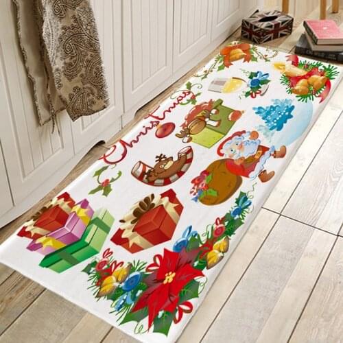 Christmas Rug Creative 3D Printing Hallway Carpets and Rugs for Bedroom Living Room Carpet Kitchen Bathroom Anti-Slip Floor Mats