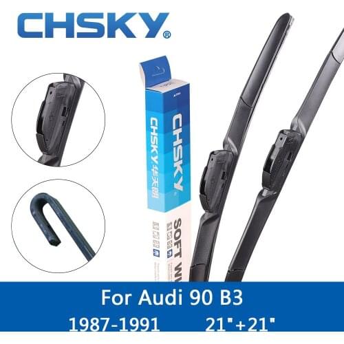 CHSKY Car Windshield Wiper Blade For Audi 90 B3 1987 1988 1989 1990 1991 Fit Hook Arms 21"&21" Natural Rubber Windscreen Wipers