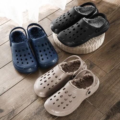 Women Winter Slippers Indoor Plush Shoes Cors Mule Clogs Eva Anti-Slip Thick Sole Platform Fashion Men Casual Outdoor 45