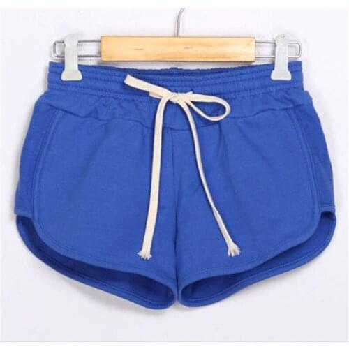 New Arrival Women Cotton Summer Yoga Sport Shorts 9 Colors Contrast Mid Waist Solid Color Loose Breathable Drawstring Shorts