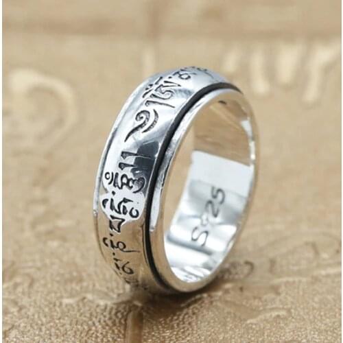 925 STERLING SILVER MENS WOMEN Om Mani Padme Hum rotate RING jewelry size 7-12 A2784