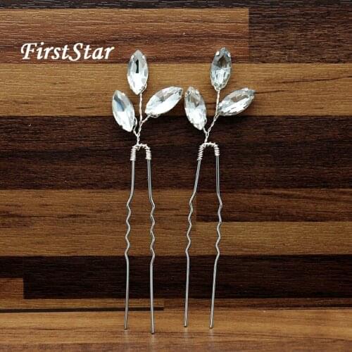1 Pair Rhinestone Women Bride Bridesmaid Hairpins Wedding Crystal Hair Pins Clips Sticks For Pageant Prom Accessories Jewelry