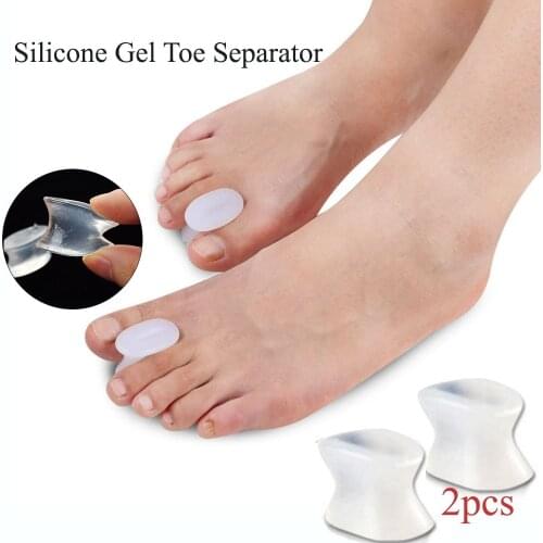 2pcs Hot DAYFULI Silicone Gel Toe Separator Spacer Straightener Thumb Valgus Corrector Relief Foot Bunion Pain Foot Care Pad