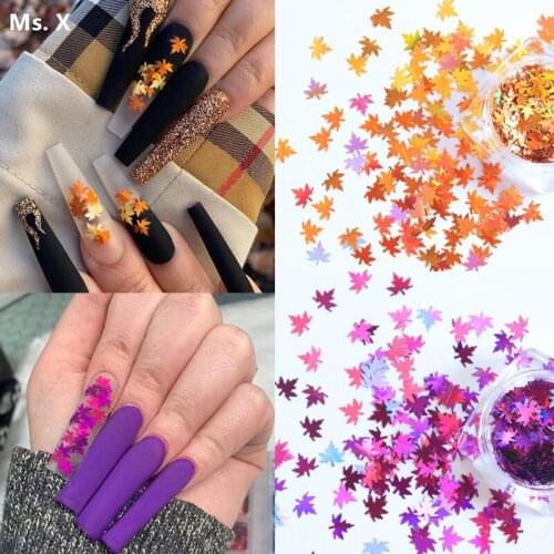 1 Box Maple Leaf Nail Art Sequins Fall Holographic Glitter Chameleon Butterfly Flakes For Autumn Decor Design 3D Nail Decoration
