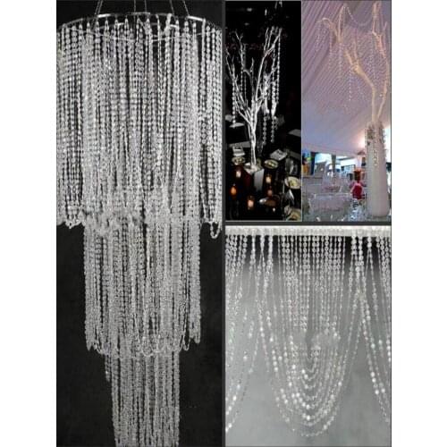 66 Feet Per Roll Transparent Acrylic Crystal Beads Garland Strand Wedding Decoration Curtain Chains DIY Craft Ornament Party Sup