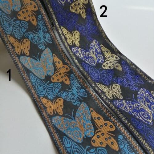 9cm New Butterfly Purple Blue Orange Gold Filigree Garment Curtain Laciness National Jacquard Ribbon Woven Webbing Bedding Trim